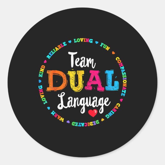 Cute Back To School Squad Team Dual Language Teach Classic Round Sticker (Front)