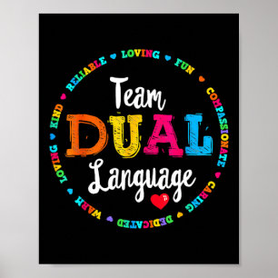 Cute Back To School Squad Team Dual Language Teach Poster