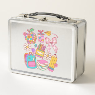 🎒📚✨ Cute Back To School Supplies Metal Lunch Box