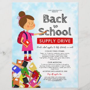 Cute Back To School Supply Drive Fundraiser Flyer