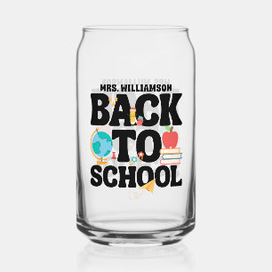 Cute Back To School Teacher Can Glass