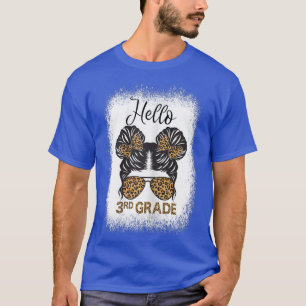 Cute Back To SchoolMessy Bun Hello 3rd Grade Girls T-Shirt