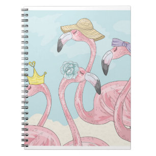 Cute background with flamingos. Summer background  Notebook
