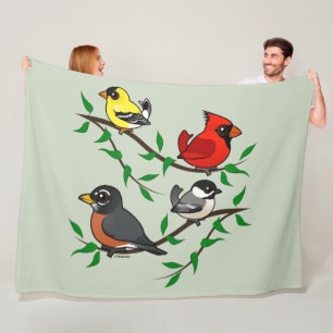 Cute Backyard Birds Fleece Blanket