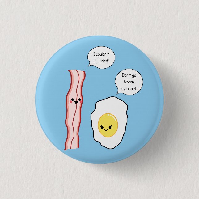 Cute Bacon and Egg Cartoon 3 Cm Round Badge (Front)