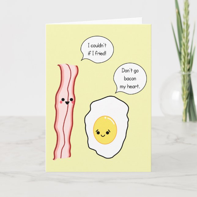 Cute Bacon and Egg Cartoon Card (Front)