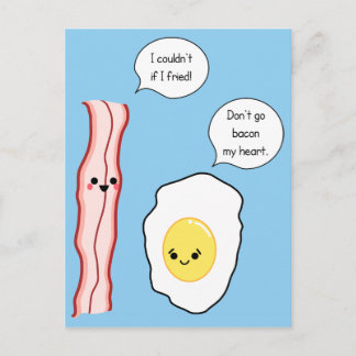 Cute Bacon and Egg Cartoon Postcard