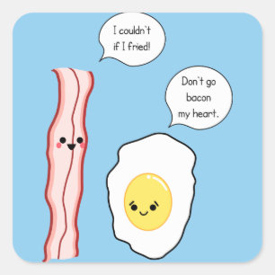 Cute Bacon and Egg Cartoon Square Sticker