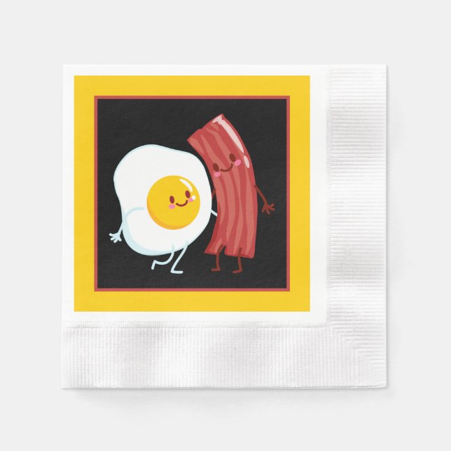 Cute bacon and eggs breakfast party napkin (Front)
