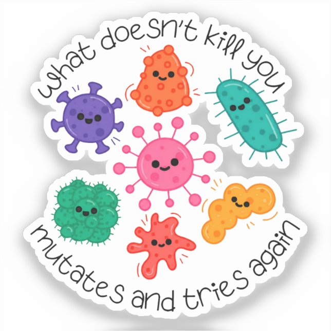 Cute Bacteria Science Lab Sticker for Microbiology (Front)