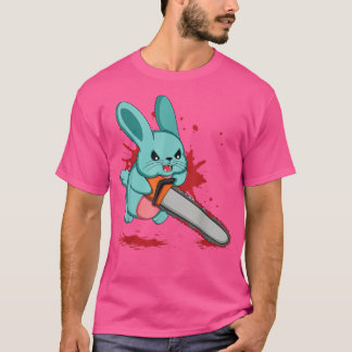 Cute Bad Evil Bunny Scary Saw Rabbit Egg Happy Eas T-Shirt