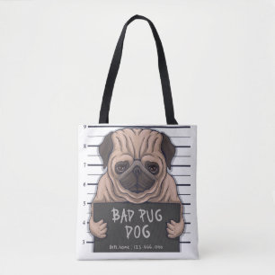 Cute Bad Pug Tote Bag