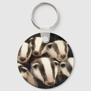 Cute Badger Cubs Key Ring