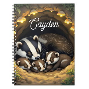 Cute Badger Family Personalised Notebook