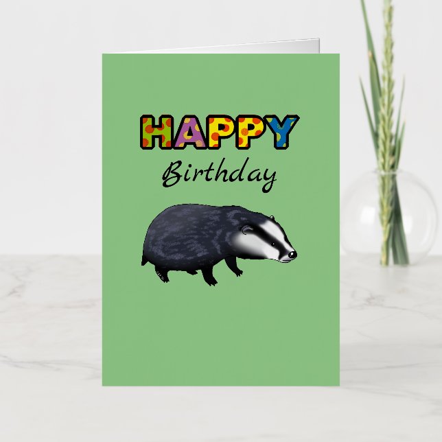 cute badger Happy Birthday Foil Greeting Card (Front)