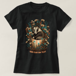 Cute Badger sitting in a cup, Badger Lovers T-Shirt