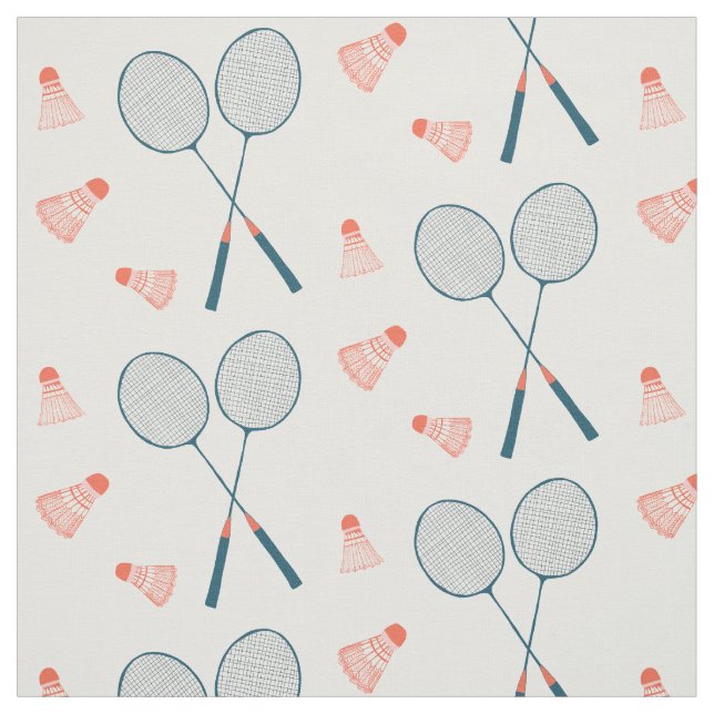 Cute Badminton Birdie Racquet Shuttlecock Retro Fabric (Swatch)