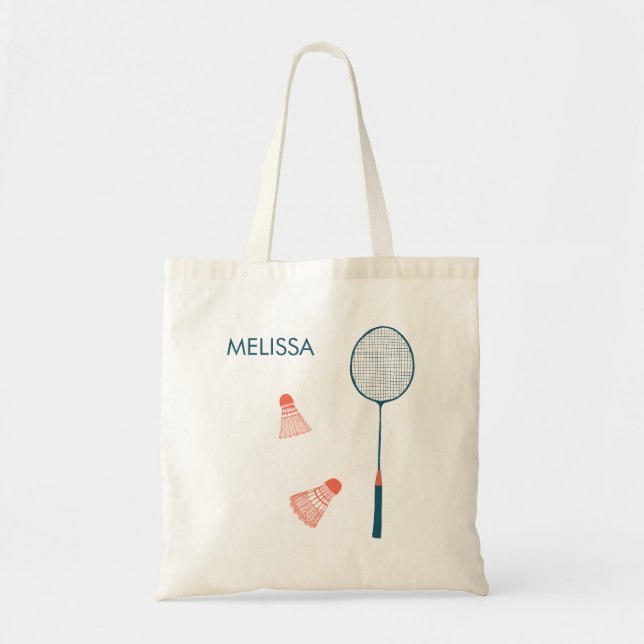 Cute badminton illustration customise tote bag (Front)