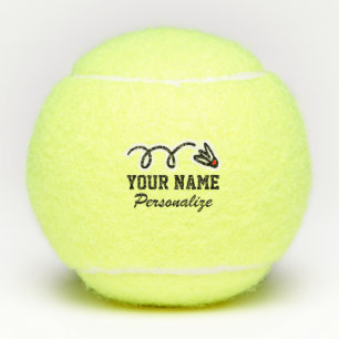 Cute badminton player sports logo icon custom name tennis balls