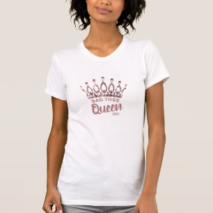 Cute Bag Toss Queen Rose Gold Glitter Crown Custom T-Shirt
