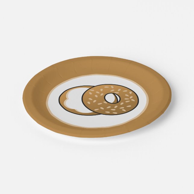 cute bagel lovers party paper plate (Angled)