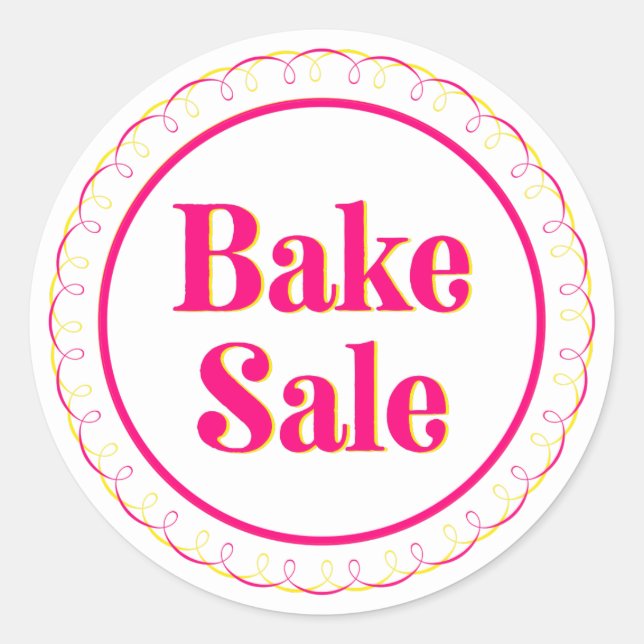 Cute Bake Sale Pink Yellow Classic Round Sticker (Front)