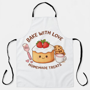 Cute "Bake With Love" Illustration Apron