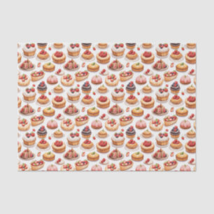 Cute baked sweets berries tiled pattern tissue paper