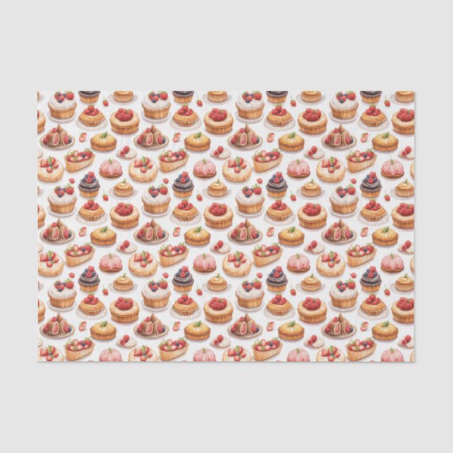 Cute baked sweets berries tiled pattern  tissue paper (Front)