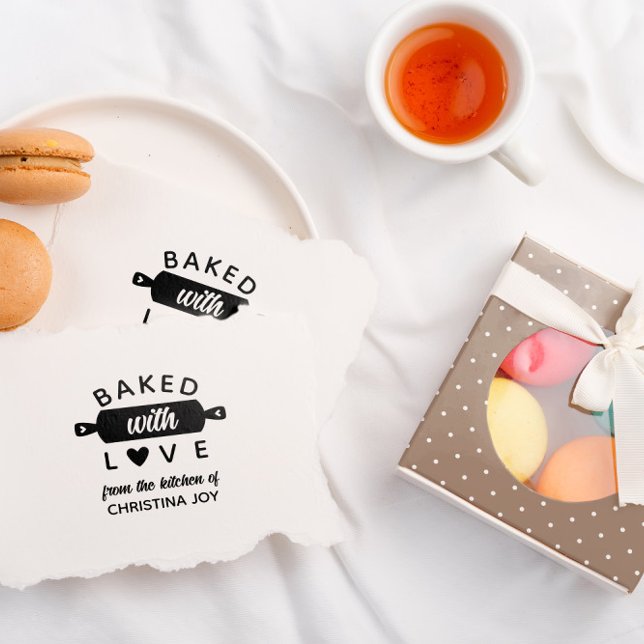 Cute Baked With Love Handmade Small Business Rubbe Rubber Stamp (Creator Uploaded)