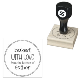 Cute Baked With Love Rubber Stamp
