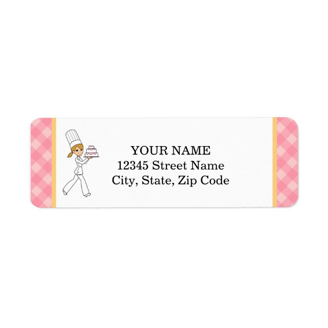 Cute Baker Address Label Personalised (Front)
