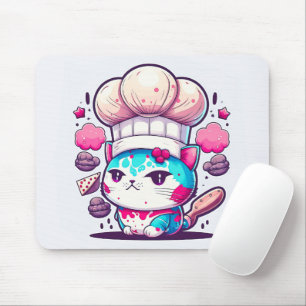 Cute Baker Pastry Chef Cat Kitten with Bread   Mouse Mat