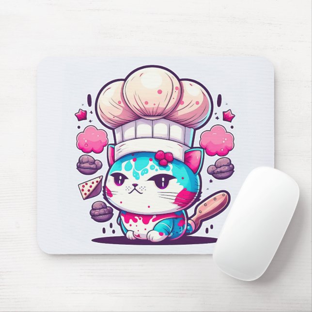 Cute Baker Pastry Chef Cat Kitten with Bread | Mouse Mat (With Mouse)
