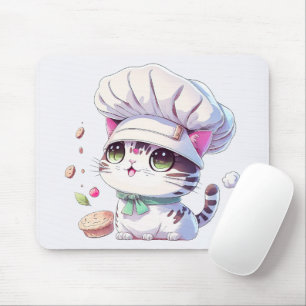 Cute Baker Pastry Chef Cat Kitten with Bread   Mouse Mat