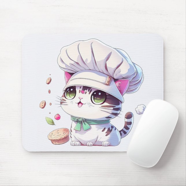 Cute Baker Pastry Chef Cat Kitten with Bread | Mouse Mat (With Mouse)