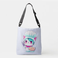 Cute Baker Pastry Chef Cat with Cake and Knife |