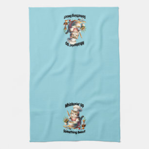 Cute Baker Whisking Cat Kitchen Towels