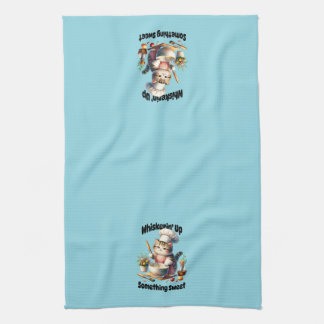 Cute Baker Whisking Cat Kitchen Towels