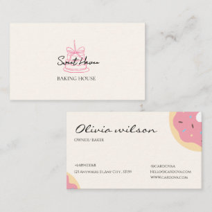 Cute Bakery Business Card Template Cake & Desser
