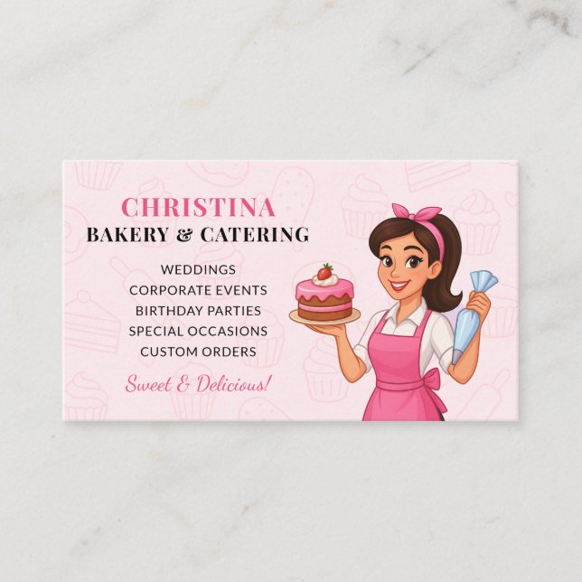 Cute Bakery & Catering Business Card (Front)