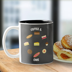 Cute Bakery Coffee And Cake Secret Santa Two-Tone Coffee Mug