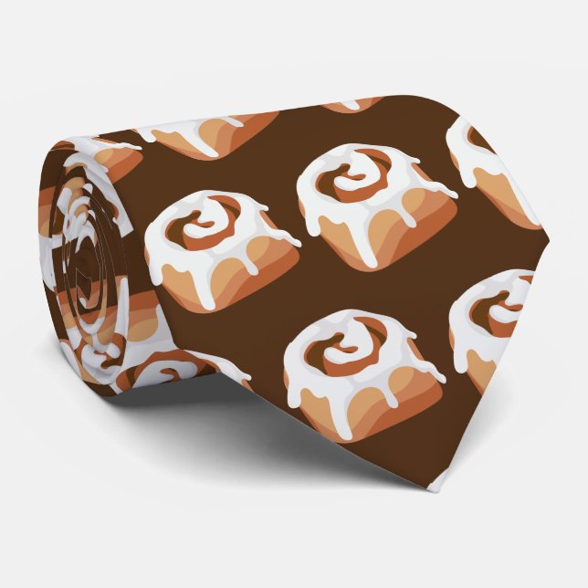 Cute Bakery iced cinnamon rolls tiled Tie (Rolled)