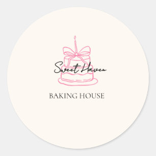 Cute Bakery Logo Sticker Cake & Dessert Brand La
