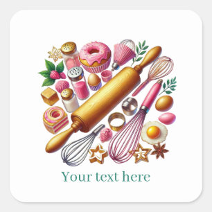 Cute Bakery products customizable Square Sticker