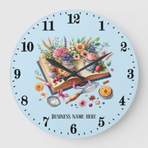 Cute bakery recipe book customizable large clock