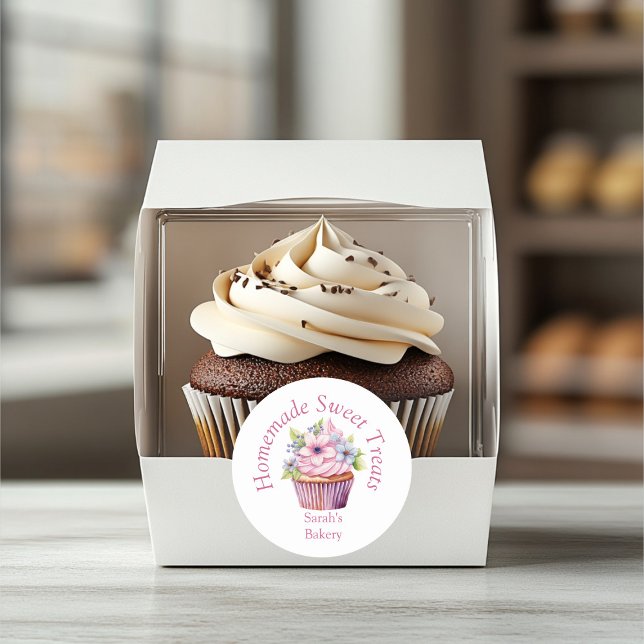 Cute Bakery Watercolor Packaging Classic Round Sticker (Creator Uploaded)