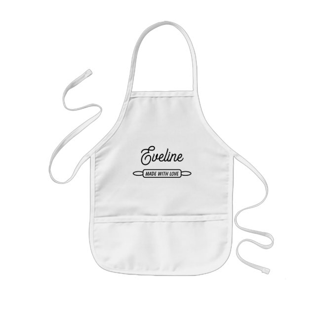 Cute baking apron for kids with rolling pin design (Front)