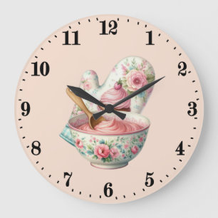 Cute baking lovers kitchen large clock