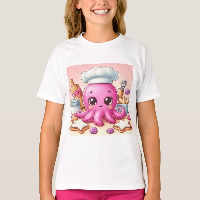 Cute baking octopus shirt (Front)